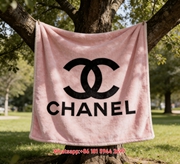 Chanel Pink Double C Logo Flannel Sofa Throw Blanket IMG_6689